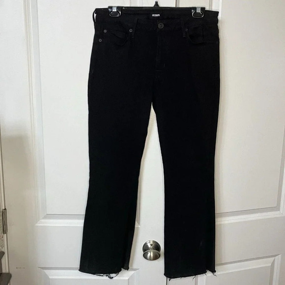 Hudson Denim - Hudson Black Mid Rise  Cropped Mia 5 Pocket Flare Leg Jeans Womens 30"